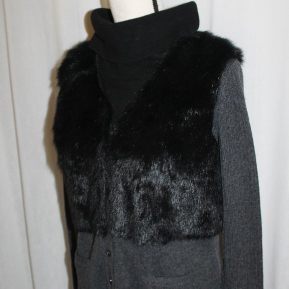 Vera Wang Fur-Vest Cardigan - Picture 3 of 4
